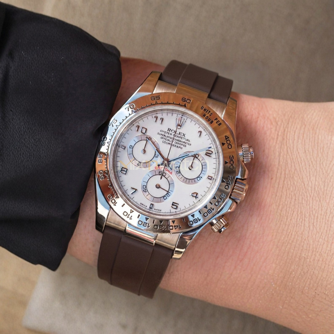 Daytona Deri Kayış Yellow Gold, White Gold ile Uyumlu