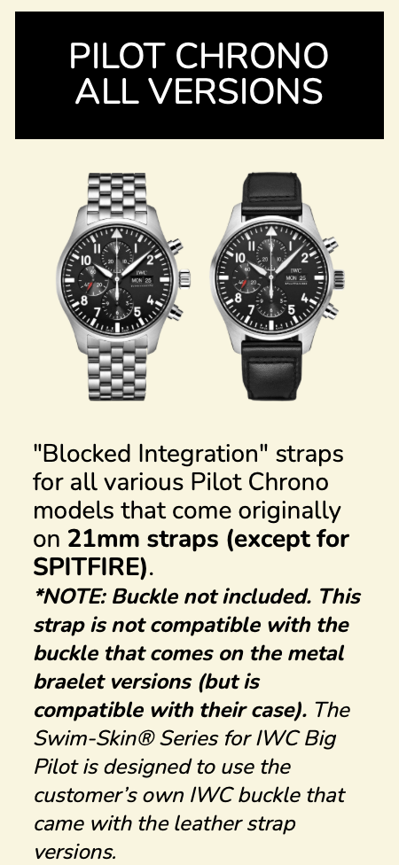 Rubber B Entegre Kauçuk Kayış | IWC Pilot Chrono 43 mm IWC Klipsi ile Uyumlu