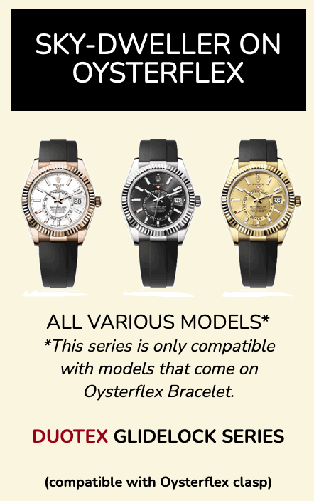 Rubber B Entegre Kauçuk Kayış | Rolex Sky-Dweller Oysterflex (Beyaz / Sarı / Rose Altın) ile Uyumlu