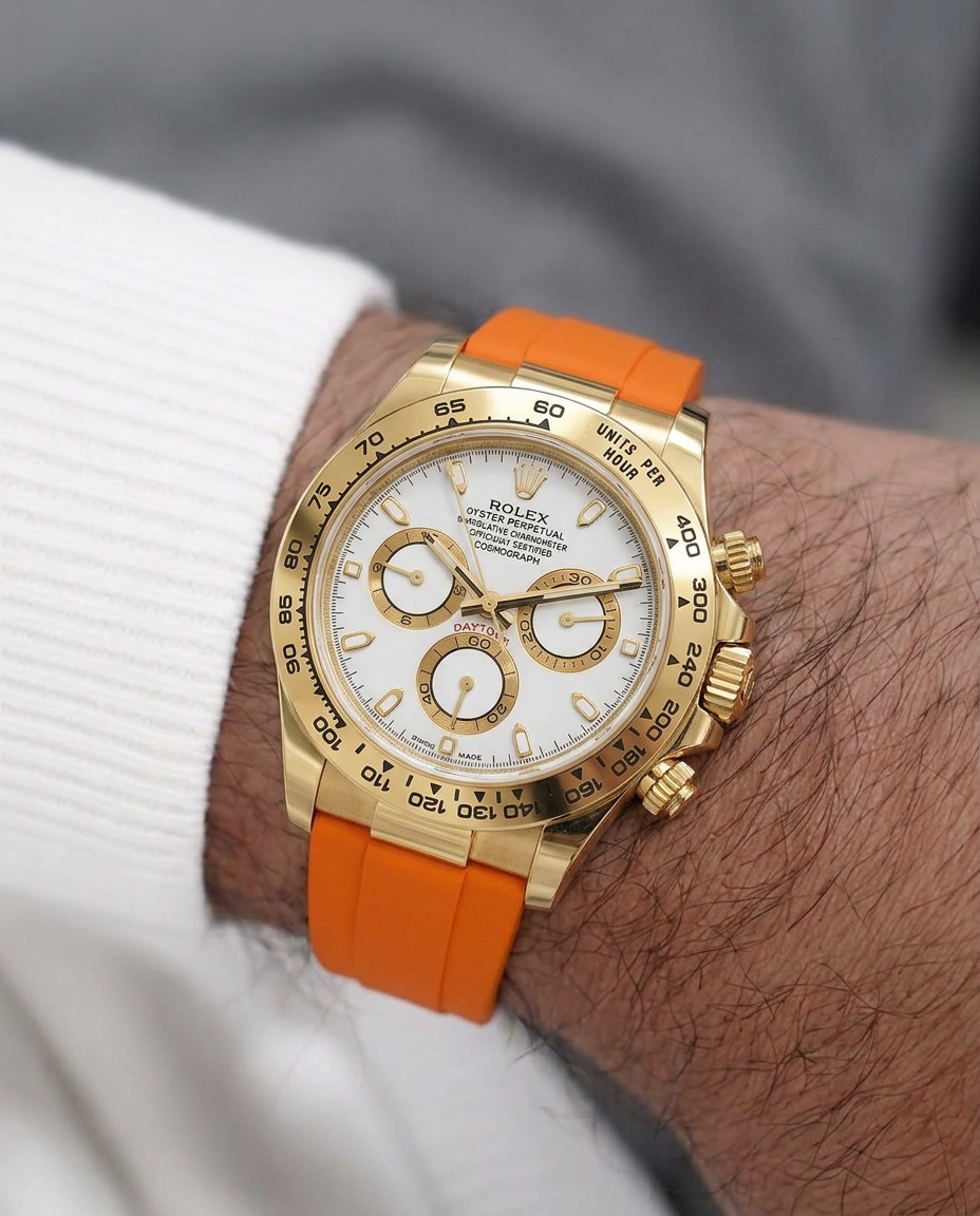 Rubber B Entegre Kauçuk Kayış | Rolex Daytona Full Gold (2023 Öncesi) ile Uyumlu