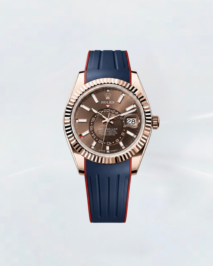 Rubber B Entegre Kauçuk Kayış | Rolex Sky-Dweller Full White Gold / Rose Gold / Yellow Gold ile Uyumlu