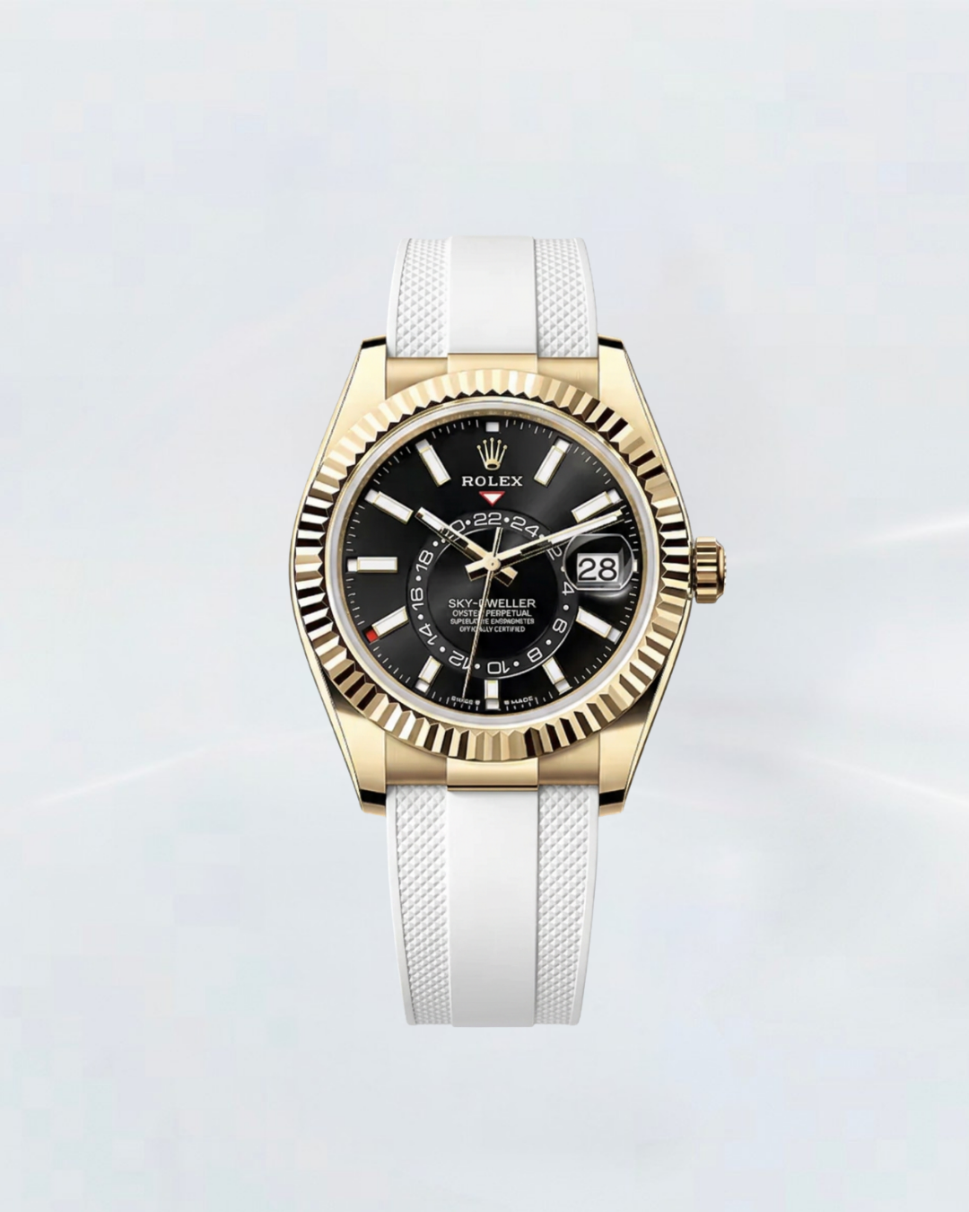 Rubber B Entegre Kauçuk Kayış | Rolex Sky-Dweller Full White Gold / Rose Gold / Yellow Gold (Oysterflex) ile Uyumlu