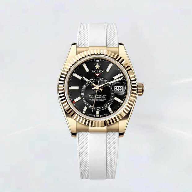 Rubber B Entegre Kauçuk Kayış | Rolex Sky-Dweller Full White Gold / Rose Gold / Yellow Gold (Oysterflex) ile Uyumlu