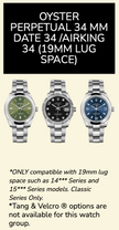 Rubber B Entegre Kauçuk Kayış | Rolex Oyster Perpetual 34 mm ile Uyumlu