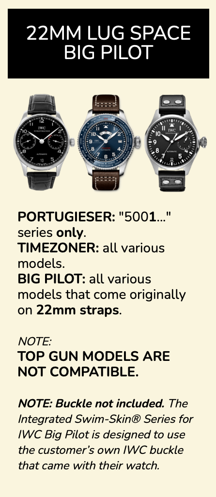 Rubber B Entegre Kauçuk Kayış | IWC Pilot Timezoner 22 mm IWC Klipsi ile Uyumlu