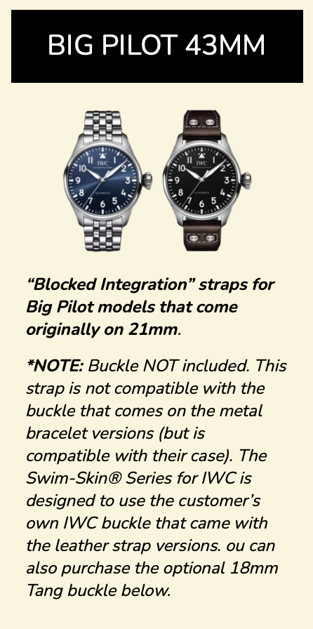 Rubber B Entegre Kauçuk Kayış | IWC Big Pilot 43 mm IWC Klipsi ile Uyumlu