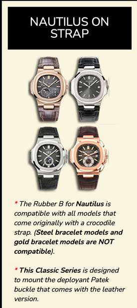 Rubber B Entegre Kauçuk Kayış | Patek Philippe Nautilus 5980 (Deri Kayışlı) Patek Klipsi ile Uyumlu