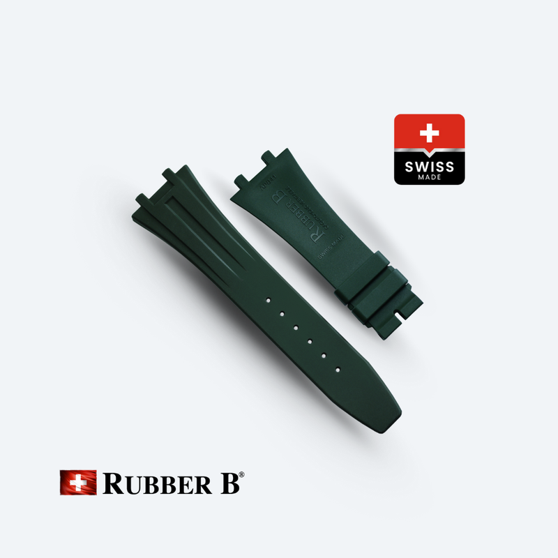 Резиновый ремешок Rubber B швейцарского производства, идеально подходящий по размеру.