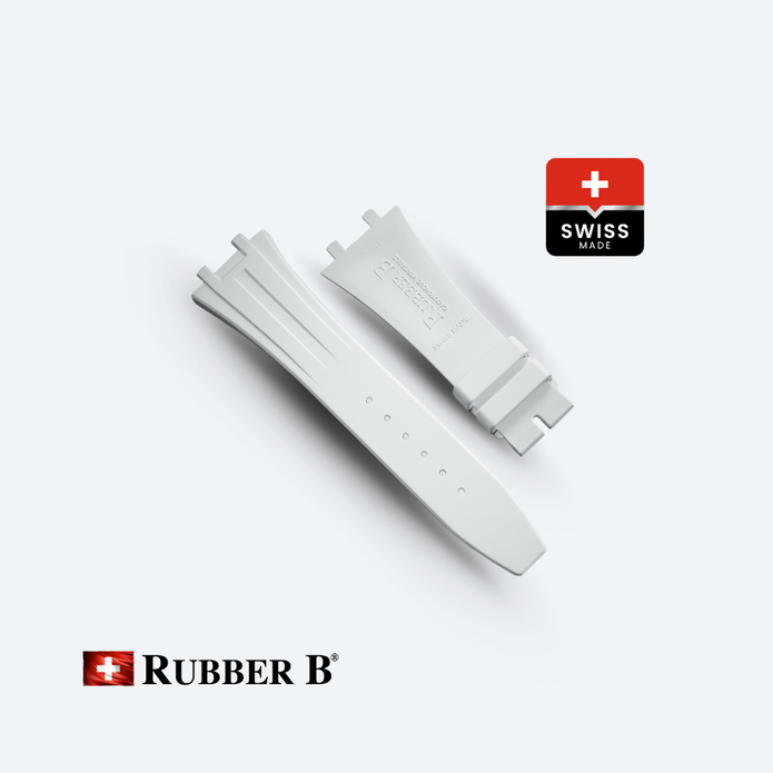 Резиновый ремешок Rubber B швейцарского производства, идеально подходящий по размеру.