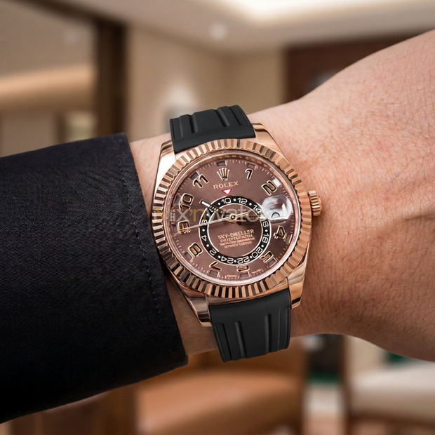 Sky-Dweller Yellow Gold, White Gold ve Rose Gold Leather ile Uyumlu