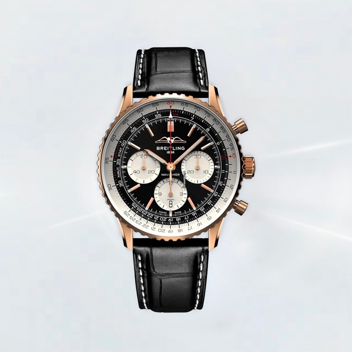 Rubber B Universal Kauçuk Kayış | Breitling Navitimer 43 mm (21–22 mm Lug) Tang Buckle Uyumlu