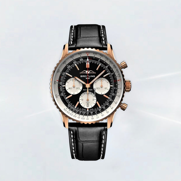 Rubber B Universal Kauçuk Kayış | Breitling Navitimer 43 mm (21–22 mm Lug) Tang Buckle Uyumlu