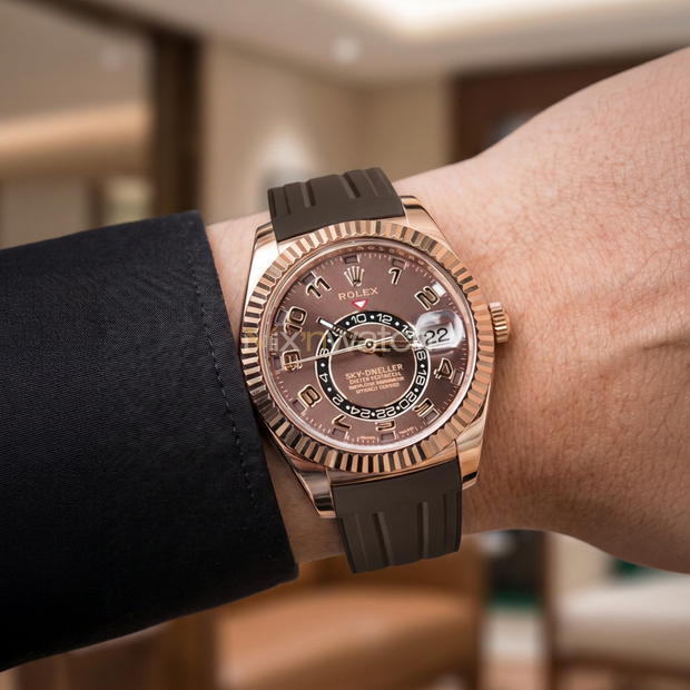 Sky-Dweller Yellow Gold, White Gold ve Rose Gold Leather ile Uyumlu