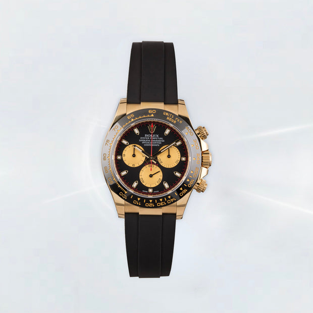 Rubber B Entegre Kauçuk Kayış | Rolex Daytona (Deri Kayışlı – Sarı / Beyaz / Rose Altın) ile Uyumlu