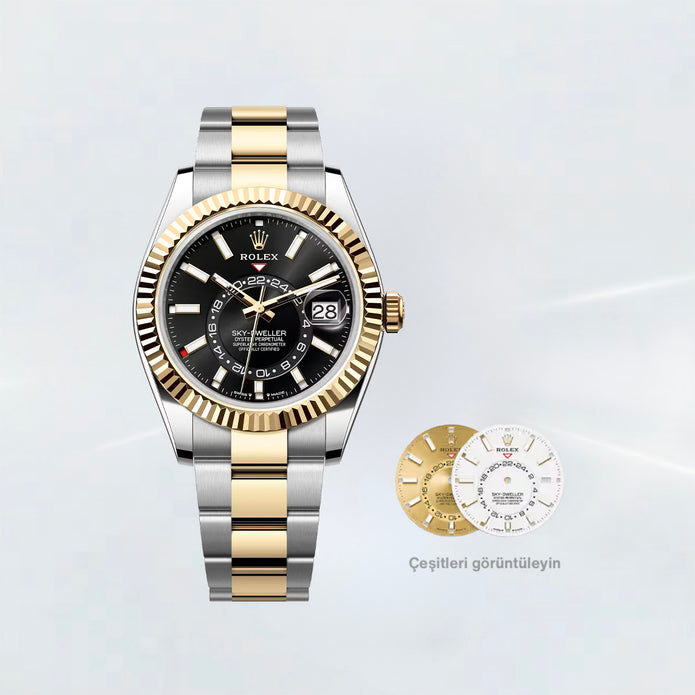 Rubber B Entegre Kauçuk Kayış | Rolex Sky-Dweller Oyster Bracelet (Çelik & Two-Tone / Ref: 3369**) ile Uyumlu