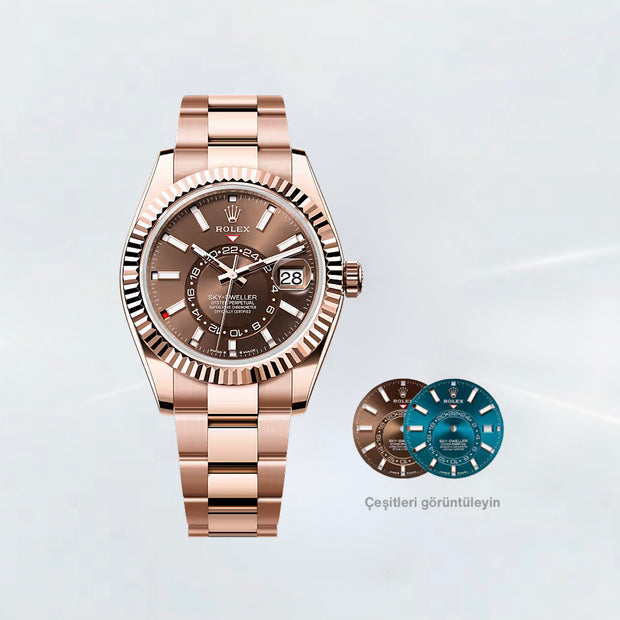 Rubber B Entegre Kauçuk Kayış | Rolex Sky-Dweller Oyster Bracelet Full Gold (Ref: 3369**) ile Uyumlu